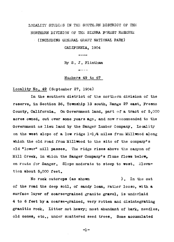 An example first page of one of many old field reports and data summaries involved